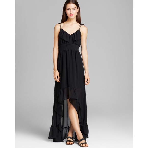 Guess Dresses & Skirts - Guess Black Chiffon Hi-Lo Ruffled Maxi Dress